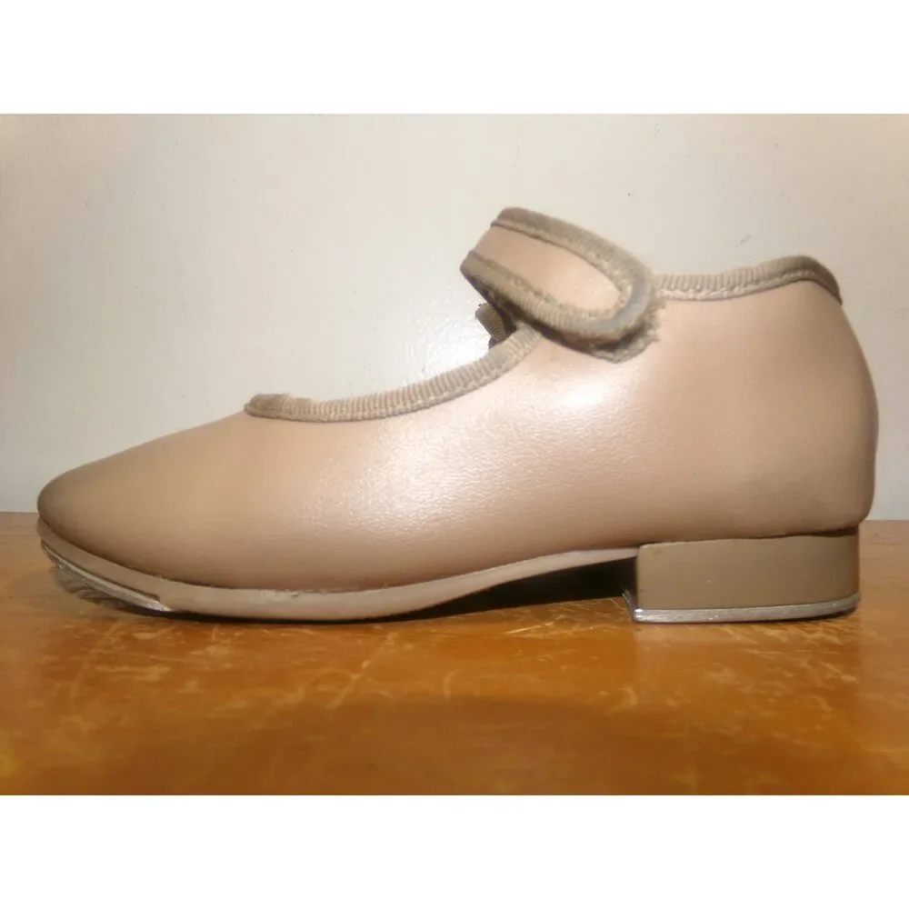 Pre-Owned Dance Tap Shoes Danshuz 534 Girl's 9M Tan Mary Jane Easy Strap